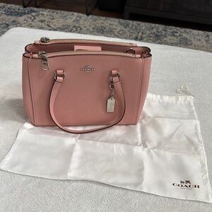 Coach Pink Satchel with Leather Finish and Top Handles